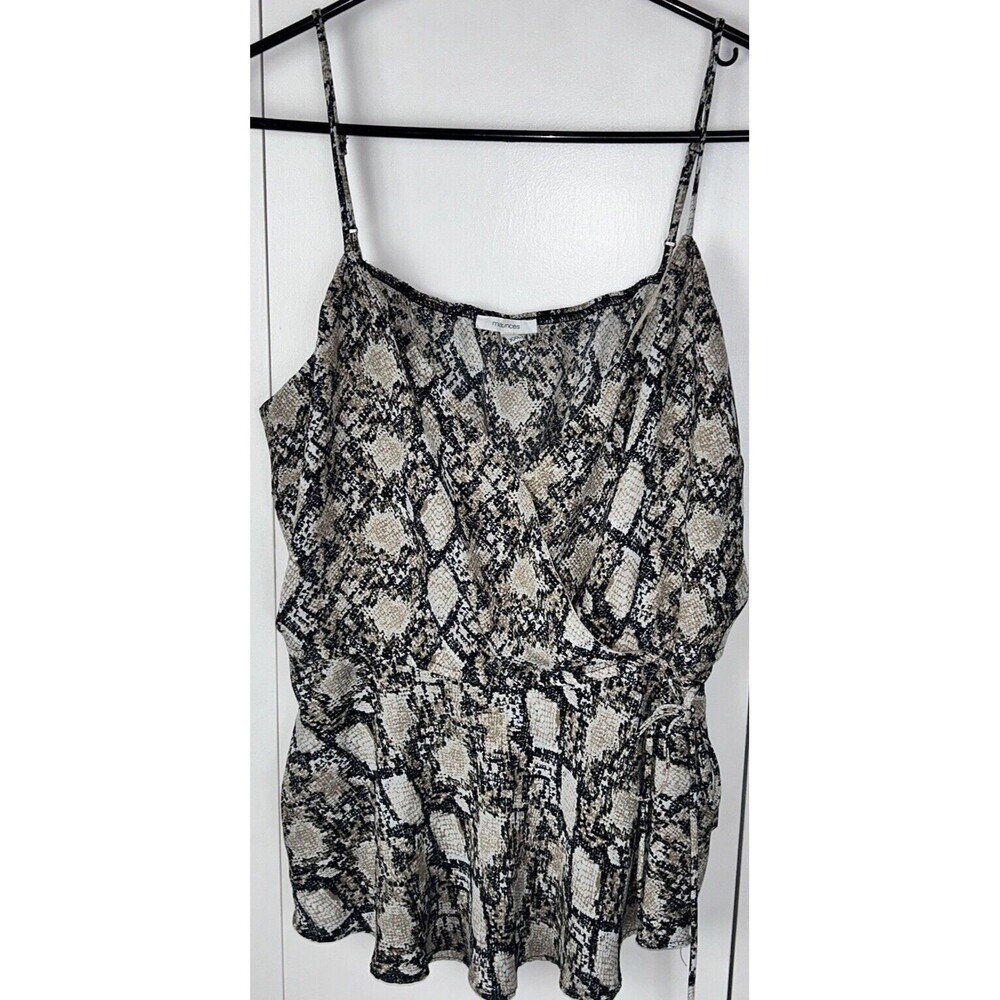 Maurices Brown Animal Snakeskin Sleeveless Surplice Wrap Front Womens Top Sz XXL - Picture 2 of 9